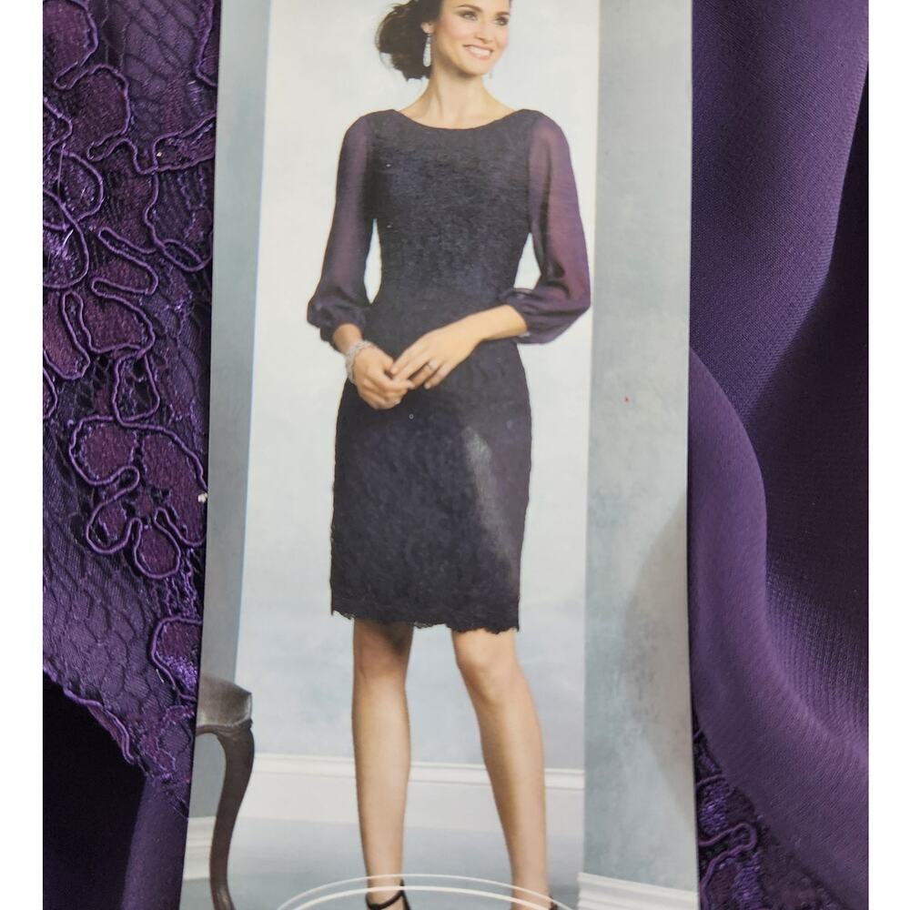 Signature by Alfred Angelo purple formal dress sz 16W NWT‎ lace wedding evening